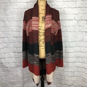 ONE A Striped Cardigan w/ Front Clasp
